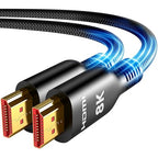 Highwings 8K Fiber Optic Long HDMI Cable 40FT, 48Gbps HDMI 2.1 Ultra High Speed HDMI Cord Braided -8K@60Hz 4K@120Hz Dynamic HDR/eARC/HDCP 2.2&2.3/3D, Compatible for PS5/Monitor/Projector/DVD Player by Highwings