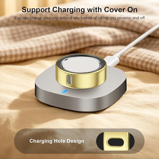3 Pack Ring Cover Compatible with Oura Ring Gen 4/Oura Ring Gen 3 Horizon/Heritage-Size 10,Support Charging with Cover on,Anti-Scratch Ultra-Thin TPU Ring Protector for Men Women,Gold*3 - Image 4