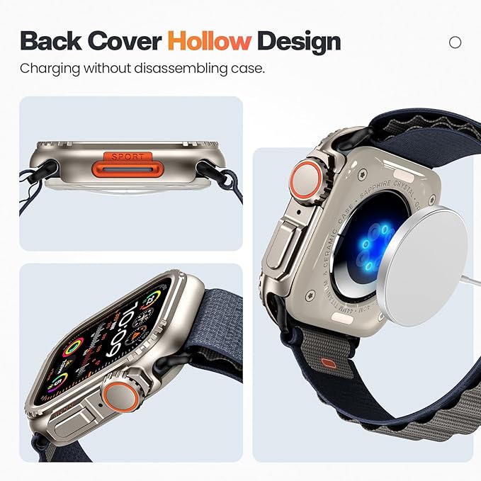 Goton Aluminum Alloy Case for Apple Watch Series 9 8 7 45mm, Ultra-Style Metal Bumper Protector with Ceramic Back, Shockproof Cover for Business & Daily Use - Image 6