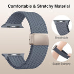Braided Stretchy Band Compatible with Apple Watch Bands 38mm 40mm 41mm 42mm 44mm 45mm 46mm 49mm Women Men, Soft Nylon Solo Loop Magnetic Sport Strap for iWatch Series 11 10 9 8 7 6 5 4 3 2 1 SE Ultra - Image 3