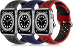 Lerobo 3 Pack Breathable Bands Compatible with Apple Watch 44mm 45mm 46mm 42mm 49mm for Women Men,Soft Silicone Sport Band for iWatch Bands Series 11 10 9 8 7 6 5 4 3 2 1 SE Ultra 3 2 S/M by Lerobo