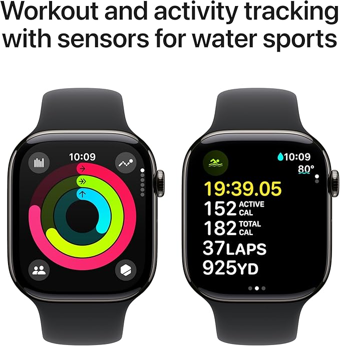 Apple Watch Series 10 [GPS + Cellular 46mm case] Smartwatch with Slate Titanium Case with Black Sport Band - S/M. Fitness Tracker, ECG App, Always-On Retina Display, Water Resistant - Image 5