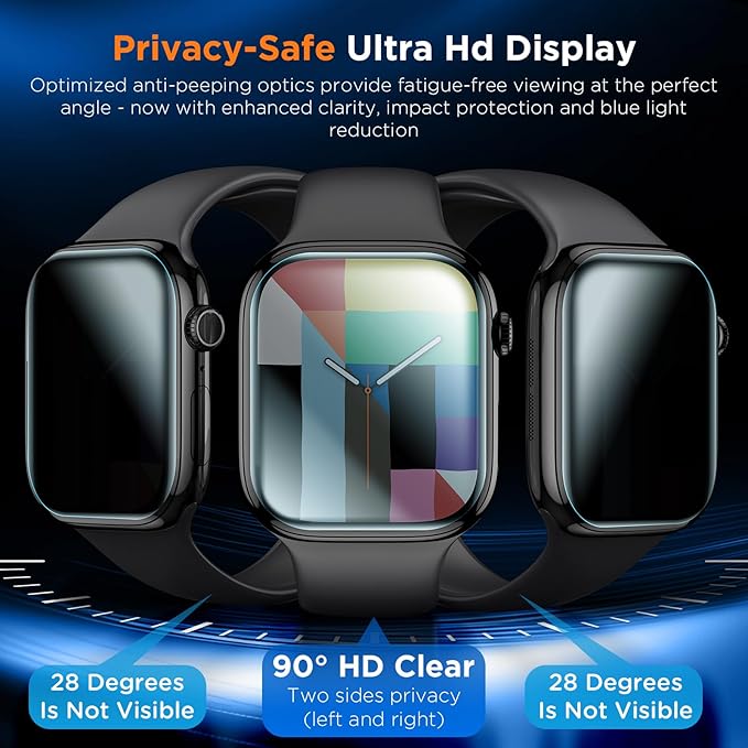 LK 4 Pack for Apple Watch Series 11/10 Screen Protector 42mm Privacy, [Anti-Spy] Upgrade Soft TPU Film Apple Watch 42mm Screen Protector, HD Ultra-thin Touch Sensitvie, Full Coverage - Image 8