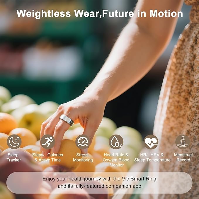 Titanium Smart Ring, Sleep & Activity Tracking Ring with Heart Rate, HRV, Stress Insights, 7-Day Battery Life, No Subscription, IP68 Waterproof, iOS & Android Compatible (Silver, 11) - Image 4