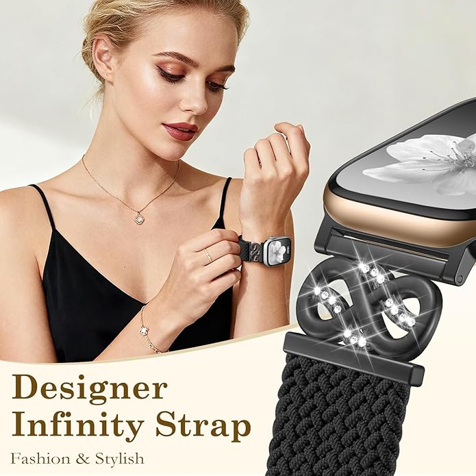 Dirrelo Braided Magnetic Stretchy Nylon Band Compatible for Apple Watch Bands Women 40/41/38/42/44/45/46/49mm, Designer Dressy Infinity Elastic Strap for iWatch Series 11 10 9 8 7 6 5 4 SE/Ultra 3 2 1 - Image 2
