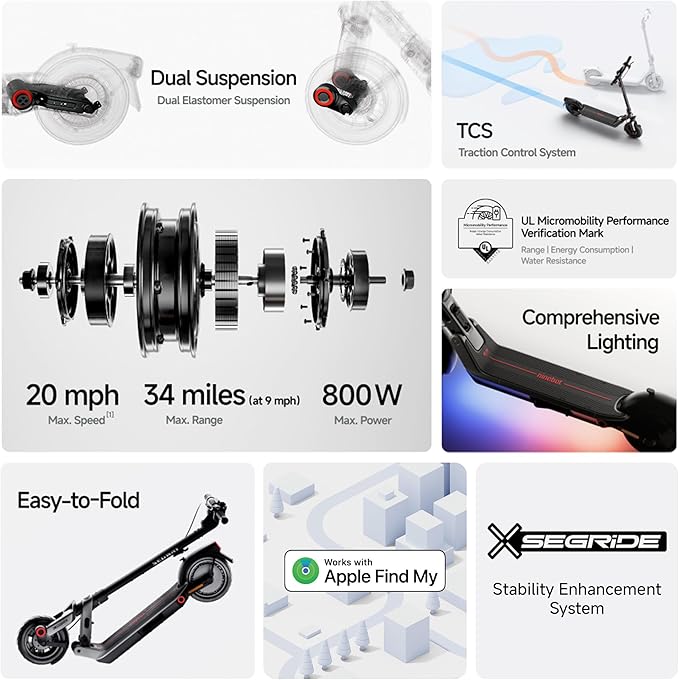 Segway Ninebot E2 Plus II/E2 Pro/E3 Pro Electric Scooter, 15.5–20 MPH, Long Range, Dual Elastomer Suspension (E3 Pro only), Foldable Adult Scooter, UL 2272 & 2271 Certified - Image 2