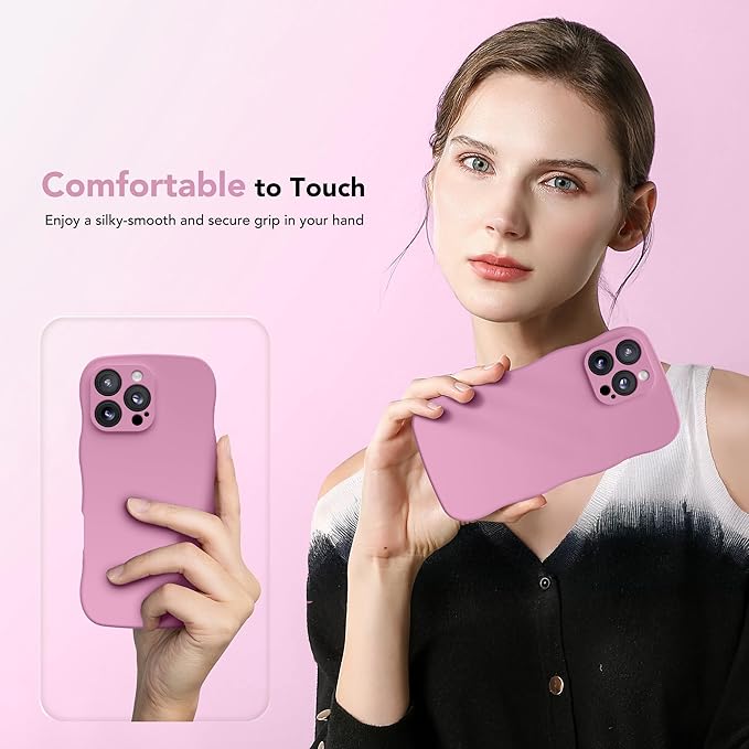 Magnetic for iPhone 16 Pro Case, [Full Camera Protection][Compatible with MagSafe] Cute Wave Frame Silicone Shockproof Protective Phone Case for iPhone 16 Pro 6.3", Blackcurrant - Image 8