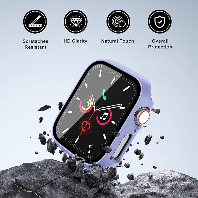 Hard Case for Apple Watch Series 9 Series 7 8 45mm [Full Protection], Built-in Screen Protector [Touch Sensitive] Slim Bumper Cover for iWatch S9/S8/S7 Accessories 45mm, Lilac - Image 3