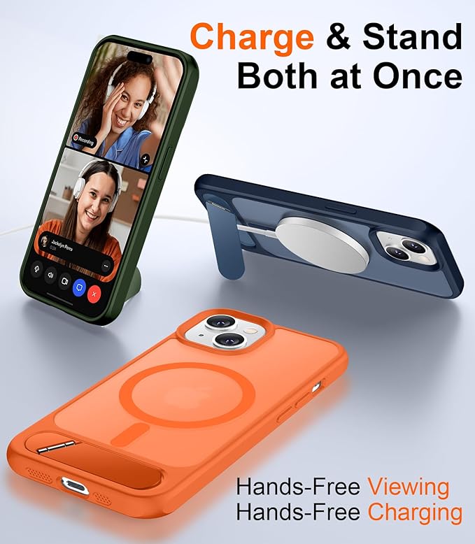 Temdan Magnetic Compatible with iPhone 15 Plus Case & iPhone 14 Plus Case, [Built-in Invisible Kickstand][Compatible with MagSafe][Military Grade Shockproof] Slim Translucent Matte Phone Case 6.7" - Image 3