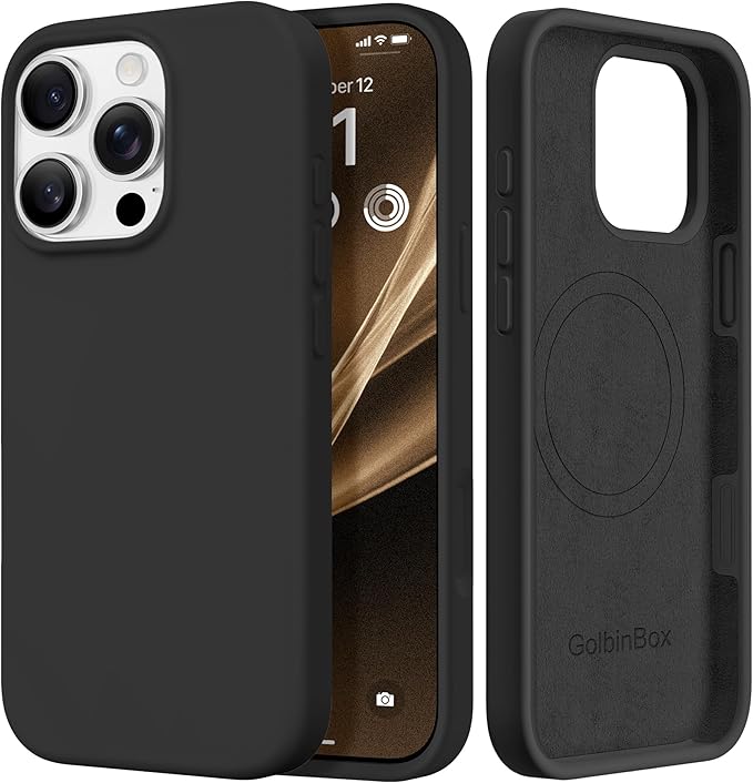 GolbinBox Magnetic for iPhone 16 Pro Max Case, Compatible with MagSafe, [Soft Anti-Scratch Microfiber Lining], Liquid Silicone Shockproof Protective Phone Case for iPhone 16 Pro Max, Black by GolbinBox