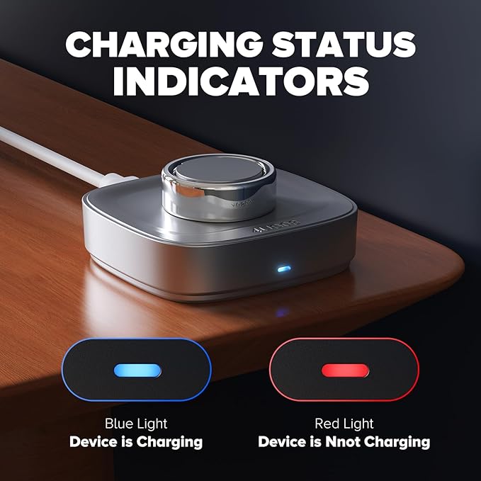 Ring Chager Compatible with Ou-ra Ring4, Fast Charge for Ou-ra Ring Gen 4 of Size 8, Charging Dock with USB-C Cable (Glossy Silver) - Image 3