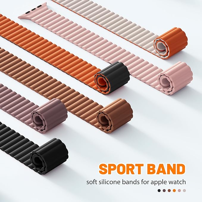 Magnetic Sport Bands for Apple Watch Band 40mm 38mm 41mm 42mm 44mm 45mm 46mm iWatch bands for Women Men,Silicone Loop Strap Wristband for Apple Watch Series 11 10 9 8 7 6 5 4 3 SE 3/2nd Ultra/3/2 49mm - Image 4