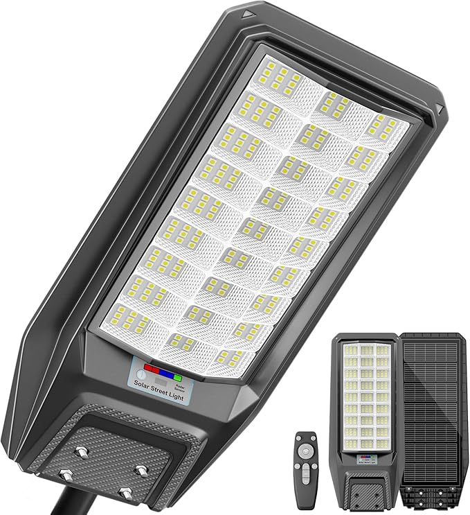 Solar Street Lights Outdoor Dusk to Dawn, 9800W Solar Powered Street Light Waterproof with Remote Control Motion Sensor Commercial Parking Lot Light for Garden, Baseball Yard by Jadisi
