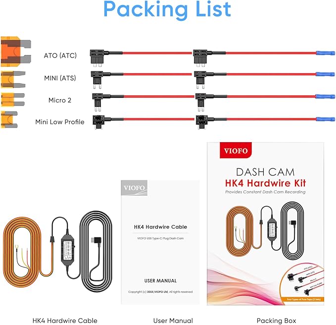 【Bundle: VIOFO A229 Pro 2CH + HK4 Hardwire Kit with 8pcs Fuse Tap】 VIOFO A229 Pro 4K HDR Dash Cam, Dual STARVIS 2 IMX678 IMX675, 4K+2K Front and Rear Car Camera, 2 Channel with HDR, 5GHz WiFi GPS - Image 8