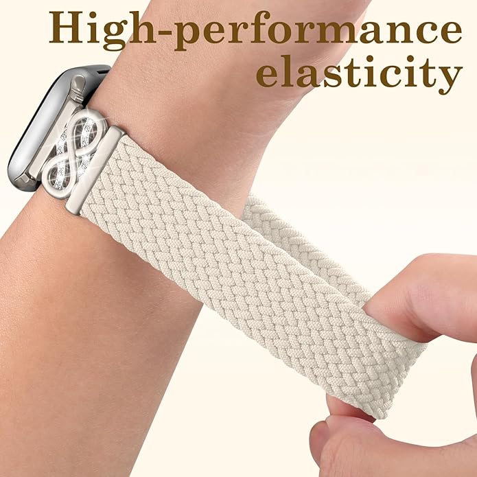 Dirrelo Braided Magnetic Stretchy Nylon Band Compatible for Apple Watch Bands Women 40/41/38/42/44/45/46/49mm, Designer Dressy Infinity Elastic Strap for iWatch Series 11 10 9 8 7 6 5 4 SE/Ultra 3 2 1 - Image 5