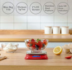NUTRI FIT Ultra Slim Food Scale Digital Kitchen 1g Increment Measure in lb oz ml High Precision Weight in Grams and oz for Coffee Making, Meal Prep - Red/Stainless Steel - Image 2