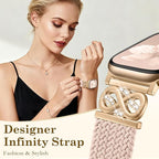 Dirrelo Braided Magnetic Stretchy Nylon Band Compatible for Apple Watch Bands Women 40/41/38/42/44/45/46/49mm, Designer Dressy Infinity Elastic Strap for iWatch Series 11 10 9 8 7 6 5 4 SE/Ultra 3 2 1 - Image 2