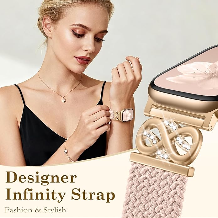 Dirrelo Braided Magnetic Stretchy Nylon Band Compatible for Apple Watch Bands Women 40/41/38/42/44/45/46/49mm, Designer Dressy Infinity Elastic Strap for iWatch Series 11 10 9 8 7 6 5 4 SE/Ultra 3 2 1 - Image 2