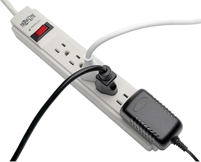 Tripp Lite 6 Outlet Surge Protector Power Strip, Extra Long Cord 15ft, & $20,000 Insurance (TLP615) Gray - Image 2