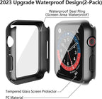 Misxi [2 Pack] Waterproof Case with Button for Apple Watch SE 2 (2024) SE Series 6 Series 5 Series 4 44mm, Anti-Fall PC Cover with Tempered Glass Screen Protector for iWatch, 1 Black + 1 Transparent - Image 4