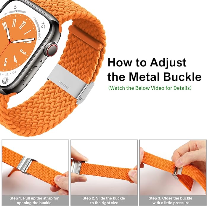 Bandiction Compatible with Apple Watch Bands 44mm 40mm 38mm 42mm 41mm 45mm 46mm 49mm, iWatch Bands Women Men,Stretchy Braided Solo Loop Elastic Sport Band for iWatch Ultra SE Series 11/10/9/8/7/6/5/4 - Image 3
