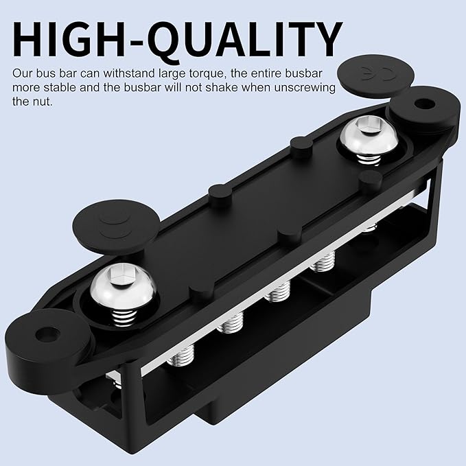RVBOATPAT 275A Bus Bar 12V Power Distribution Block Car Audio Busbar 6 x 5/16" (M8) Terminal Stud Positive & Ground Battery Bus Bar - Image 5