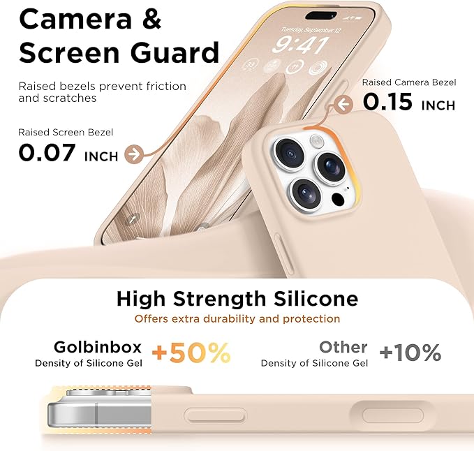 GolbinBox Magnetic for iPhone 16 Pro Case, Compatible with MagSafe, [Soft Anti-Scratch Microfiber Lining], Liquid Silicone Shockproof Protective Phone Case for iPhone 16 Pro 6.3", Sunny - Image 5
