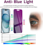 2 Pack Privacy Screen Protector for iPhone 15 Plus Tempered Glass 6.7inch Private Glass Anti-Spy Anti-Blue Light Eye Protection Anti-Scratch Full Coverage No Bubble - Image 4