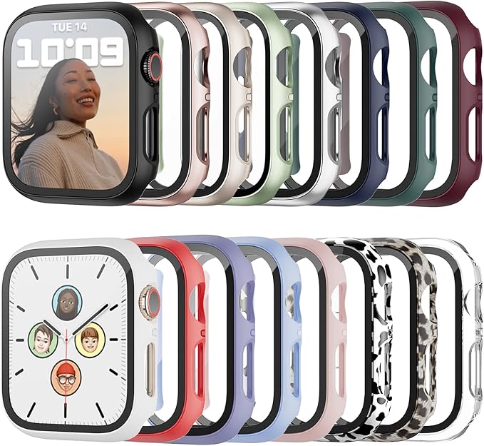 16 Pack Hard PC Case for Apple Watch 38mm Series 3 2 with Tempered Glass Screen Protector, Ultra-Thin Scratch Resistant Bumper Protective Cover for iWatch Accessories by Haojavo