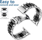 Lerobo Compatible with Apple Watch Band 44mm 42mm 40mm 38mm 41mm 45mm 46m 49mm, Solid Stainless Steel Metal Band with 2 Pack Protective Cover Case for iWtach Series 11 10 9 8 7 6 5 4 3 SE Ultra Men Women - Image 3