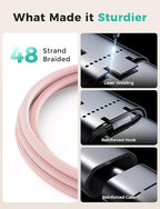 Travel Essentials,3 in 2 USB C Cable for Apple Watch Charger,iPhone Charger,Multi Charging Cable,Cruise Vacation Camping Essentials,Portable for iWatch Series 11-2/Ultra/SE & iPhone 17-12,Car,Pink - Image 2
