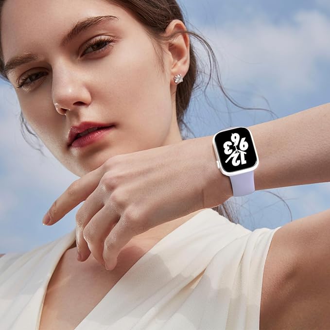 Sport Band Compatible with Apple Watch 38mm 40mm 41mm 42mm 44mm 45mm 46mm 49mm, Replacement Soft Silicone Strap Wristbands for iWatch Series 11/10/9/8/7/6/5/4/3/2/1 Ultra SE Women Men, Lavender Gray - Image 5