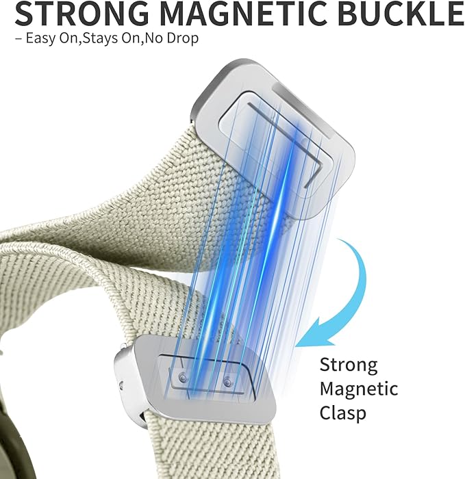 Stretchy Solo Loop Band Compatible with Apple Watch Bands for Women Men 40mm 38mm 41mm 42mm, Magnetic Soft Nylon with Designer Interlock Buckle Band for iWatch Series 10/9/8/7/6/5/4/3/2/1/SE - Image 4