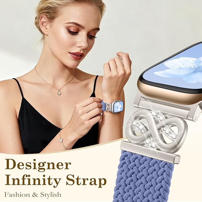 Dirrelo Braided Magnetic Stretchy Nylon Band Compatible for Apple Watch Bands Women 40/41/38/42/44/45/46/49mm, Designer Dressy Infinity Elastic Strap for iWatch Series 11 10 9 8 7 6 5 4 SE/Ultra 3 2 1 - Image 2