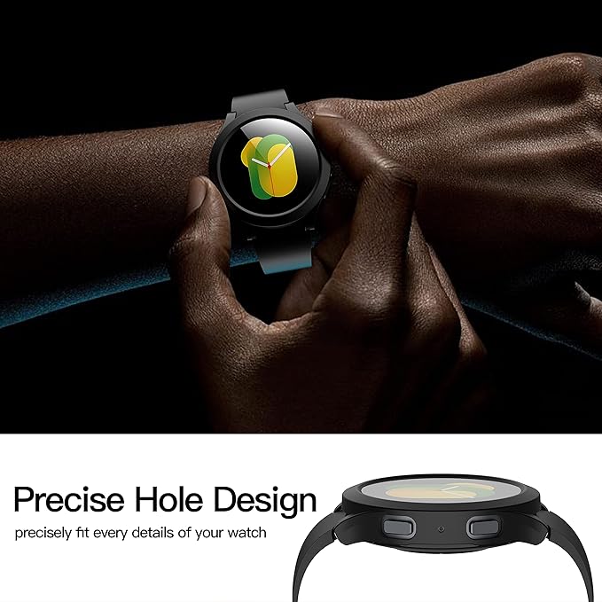 Misxi 2-Pack Hard PC Case with Screen Protector for Samsung Galaxy Watch 5 Galaxy Watch 4 40mm, Ultra-Thin Scratch Resistant Cover with Tempered Glass, 1 Black + 1 Transparent - Image 4