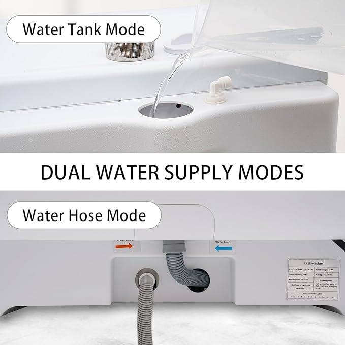 900W 360° Deep Cleaning Countertop Dishwasher, Multi-Functional Portable Dishwasher with 5 Cleaning Modes, Mini Dishwasher for Homes Apartments Dormitories Boats Campers Rvs, White - Image 5