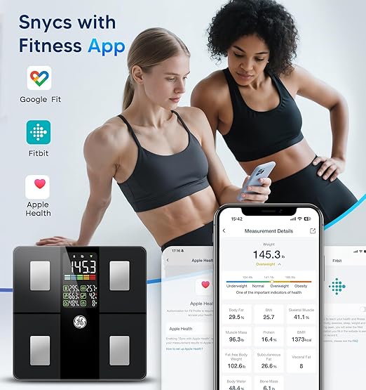 GE Scale for Body Weight, Body Fat, BMI, Muscle Mass, Smart Bathroom Scales with 14 Body Composition Metrics with Large Display, Accurate Bluetooth Weighing Machine with Fitness App, 400 lbs, Black - Image 6