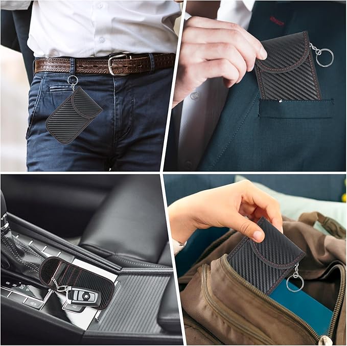 2 Pack Faraday Bags Key Fob Protector, 3.15'' X 5.0'' Faraday Cage Protector, Car RFID Signal Blocking Key Fob Protector, Carbon Fiber Security Anti-Theft Car Key Pouch, Anti-Hacking Case Blocker - Image 7