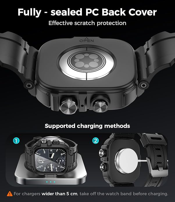 Goton IP68 Waterproof Rugged Band for Apple Watch 46mm/45mm/44mm with Case build-in Screen Protector – Heavy Duty Sport Strap Compatible with iWatch Series 11/10/9/8/7/6/5/4/SE - Image 7