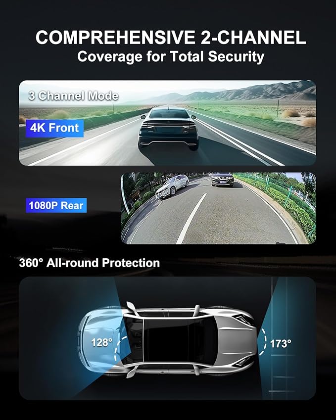 4K Mirror Dash Cam, 11" Rear View Mirror Dash Camera Front and Rear with WDR G-Sensor Parking Assistance, with Free 64GB Card, Waterproof Backup Camera for Car RV by STONVUE - Image 6