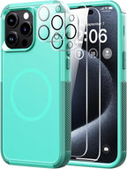 Diverbox for iPhone 15 pro case - [Compatible with MagSafe] [with Screen Protector ] [Shockproof] [Dropproof] Heavy Duty Protection Phone Case for iPhone 15 pro (Teal) by Diverbox