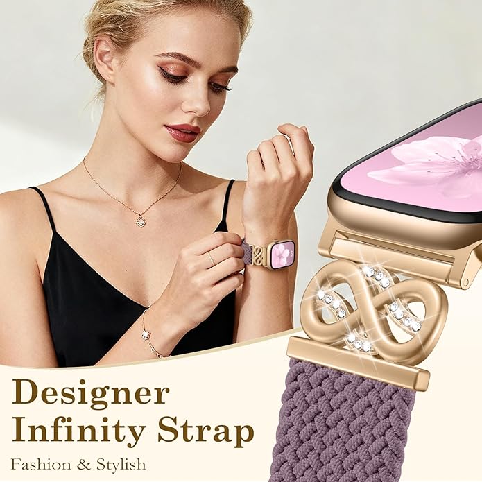 Dirrelo Braided Magnetic Stretchy Nylon Band Compatible for Apple Watch Bands Women 40/41/38/42/44/45/46/49mm, Designer Dressy Infinity Elastic Strap for iWatch Series 11 10 9 8 7 6 5 4 SE/Ultra 3 2 1 - Image 2