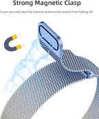 Magnetic Band Compatible for Apple Watch Bands Women Men 40mm 38mm 41mm 42mm 46mm 44mm 45mm 49mm, Stainless Steel Mesh Metal Sport Strap Wristband iWatch Series 11 10 9 8 7 6 5 4 3 2 1 SE Ultra - Image 3