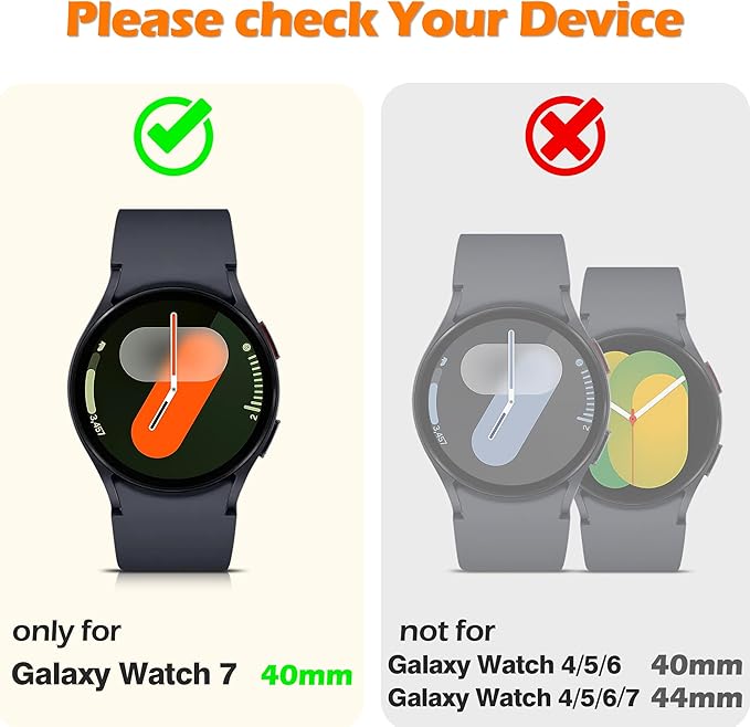 Misxi 2-Pack Hard PC Screen Protector Case for Samsung Galaxy Watch 7 40mm, Anti-Slip Ultra-Thin Scratch Resistant Cover with Tempered Glass for Galaxy Watch7, Transparent - Image 3