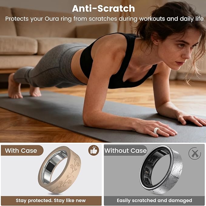 4 Pack Ultra-Thin Ring Covers Compatible with Oura Ring Gen 4/4 Ceramic/Oura Gen 3 Cover, Cute Fancy Floral Engraved Anti-Scratch Silicone Smart Rings Protector Accessories for Women - Image 5