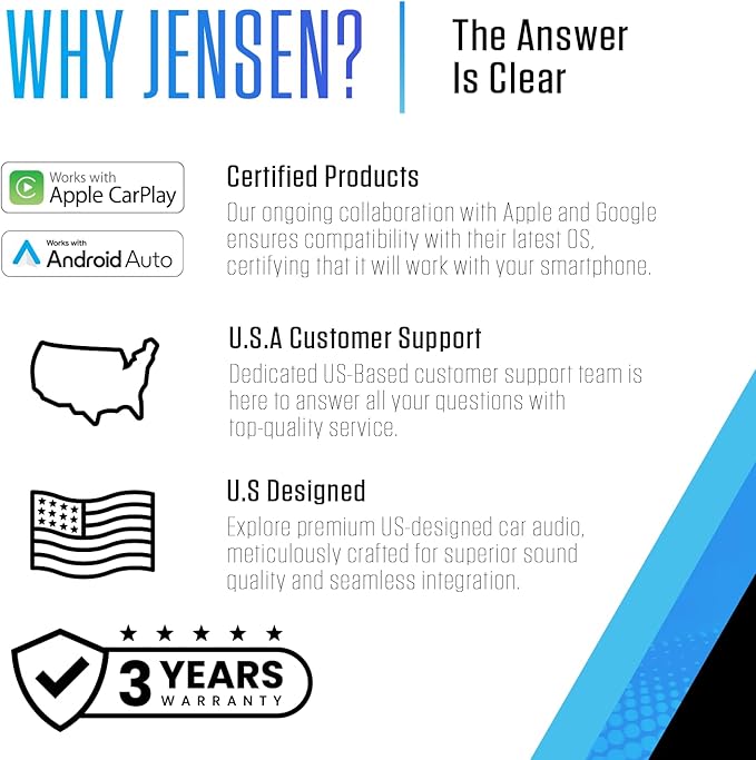 JENSEN J5UP12 11.6-inch Top Mount Control Touchscreen Receiver with Certified Wireless Apple Carplay Android Auto | Single DIN Car Stereo with Bluetooth | Backup Camera Input | USB Playback & Charge - Image 5