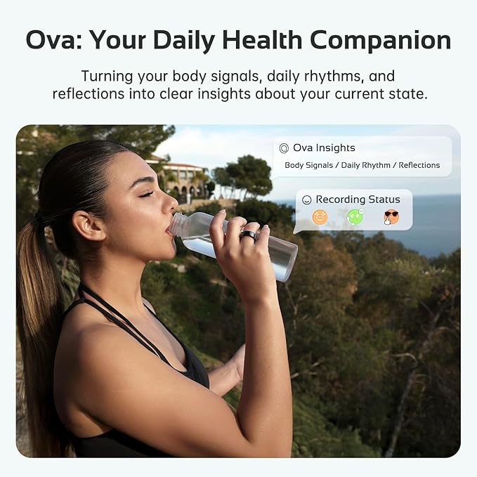 opove O Ring Smart Ring, Fitness Trackers Rings with Sleep/Stress/Heart Rate/Women's Health Monitoring, Comfortable Wearing, Up to 7 Days Using, Fitness Ring for Android & iOS, Black-Size10 - Image 4