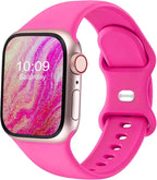 Sport Bands Compatible with Apple Watch Band Women Men 40mm 38mm 41mm 42mm 44mm 45mm 46mm 49mm ,Soft Wristband Waterproof Replacement Strap for iWatch Bands Series 11 10 9 8 7 6 5 4 3 2 1 SE Ultra Hot Pink by CREFORT