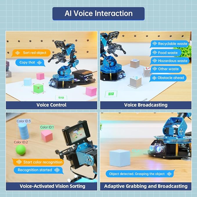 LewanSoul Robotic Arm AI Vision Voice Control for Arduino Scratch Python 6DOF Smart Robot Arm STEM Project Educational Robot & Engineering Kits, Science/Coding/Programming Set, xArmAI Standard Kit - Image 2