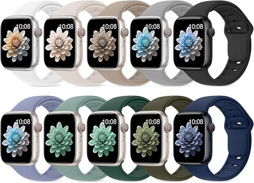 10 Pack Silicone Bands Compatible with Apple Watch 38mm 40mm 41mm 42mm 44mm 45mm 46mm 49mm Women Men, Soft Waterproof Replacement Wrist Sport Band for iWatch Series 11 10 9 8 7 6 5 4 3 2 1 SE Ultra by UnleashJoyUnlockTrueLife